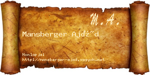 Mansberger Ajád névjegykártya